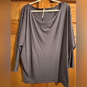 Striped Purple and  Gray Women's Top